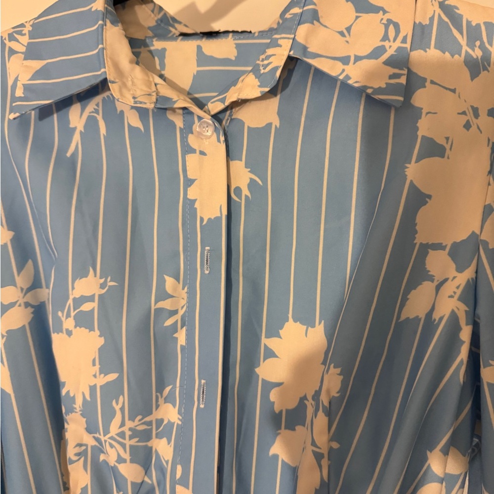 Beulah dress - inspired by safiyaa Oksana Pale Blue & White Short Dress - Picture 10 of 11